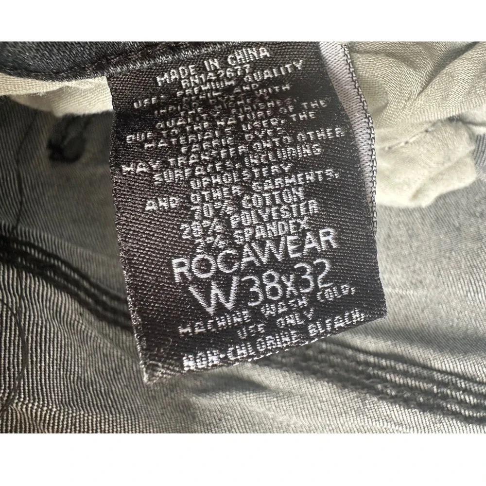 Rocawear Mens Jeans W38 x L32 Distressed Wash Blue Denim Straight Leg